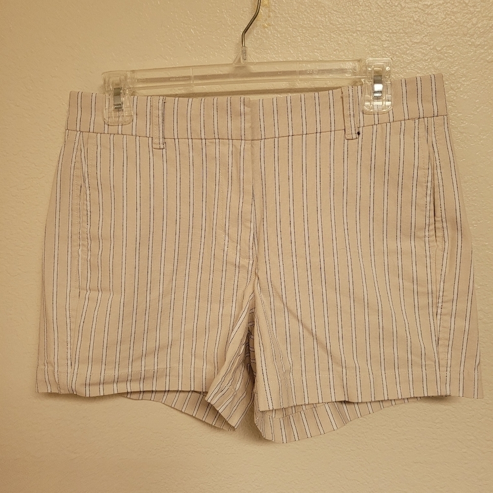J Crew Tan and White Striped Shorts